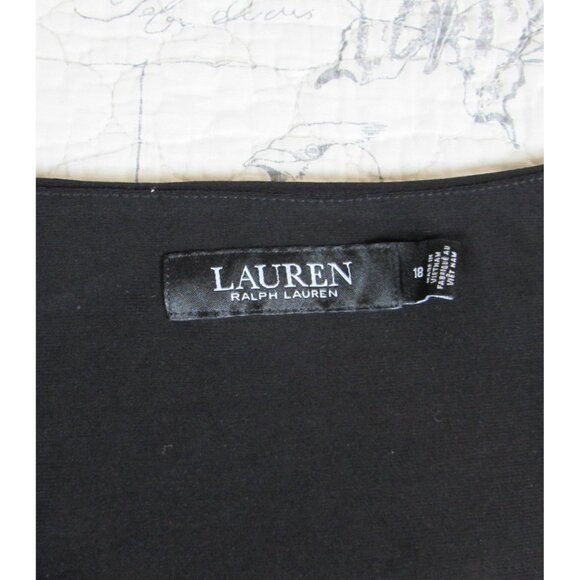 EUC Lauren Ralph Lauren Black Label Surplice Jersey Dress Black Women's 18 - Picture 4 of 8